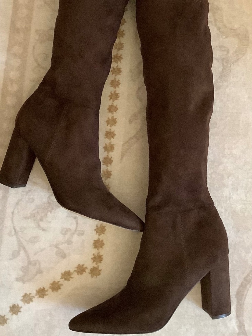 Nine West - Over the Knee Brown Boots - Faux Suede